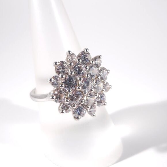 Simulated Diamond Ring J Francis SWAROVSKI Zirconia Size 7-1/4 - Picture 5 of 12